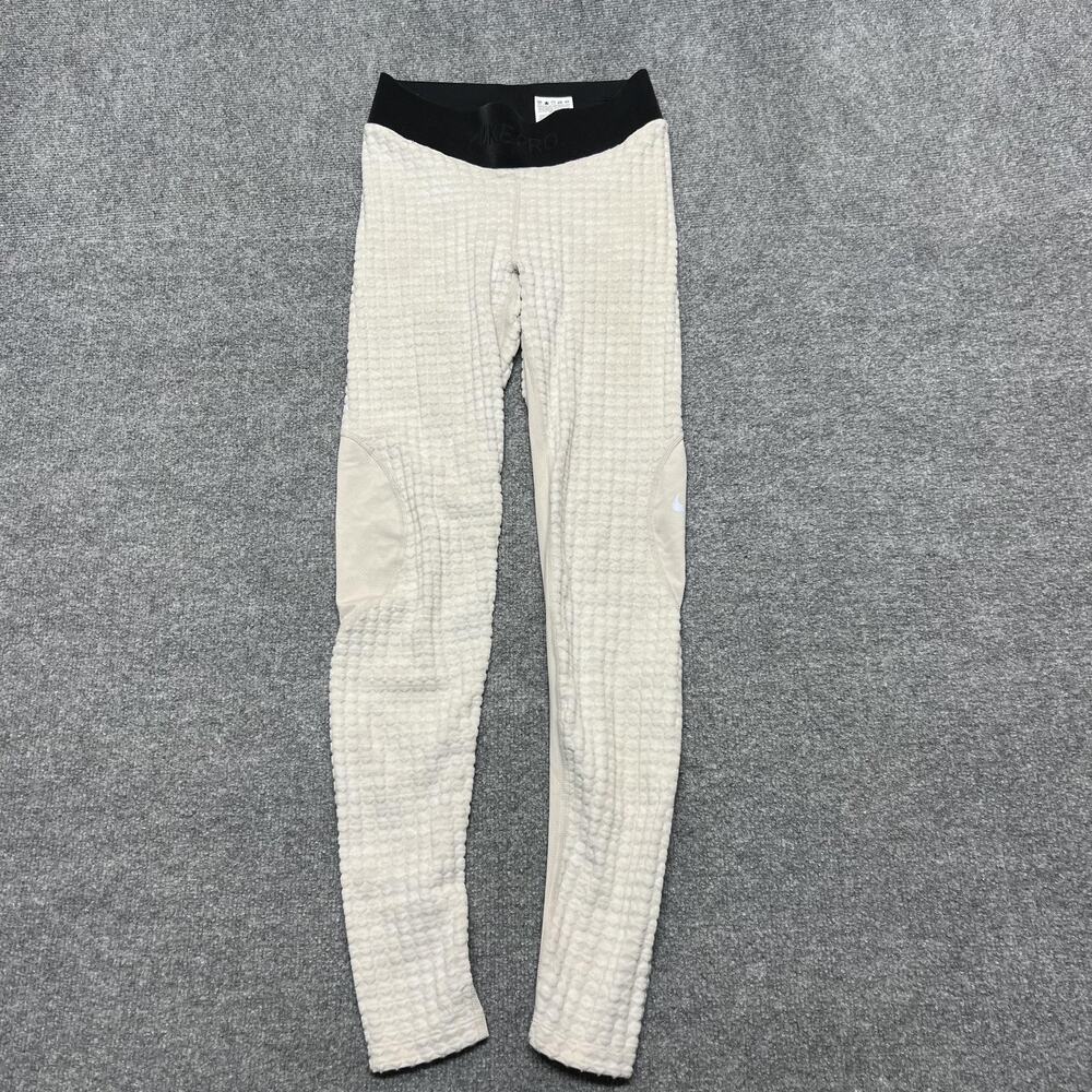 Nike Pro HyperWarm Leggings Women's S White Compression Thermal Running Leggings